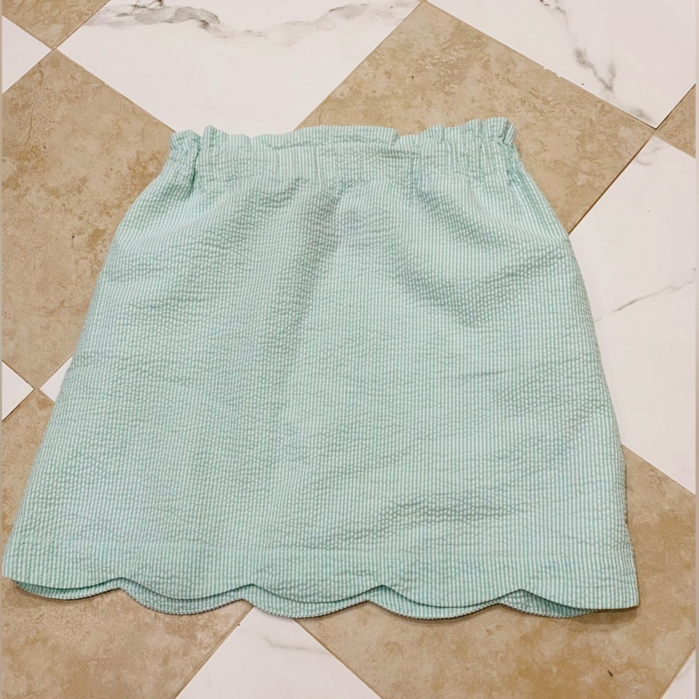 Lauren James Striped Skirt Scalloped edge Cottage Coastal Feminine Searsucker